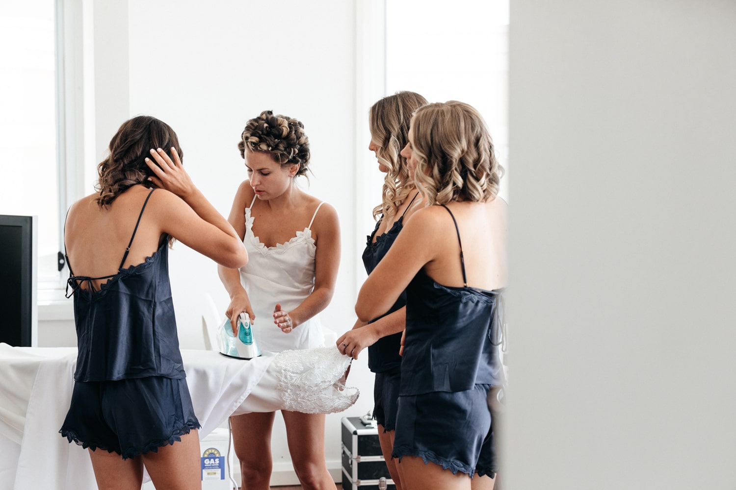 jacqui ironing her dress - palm beach wedding