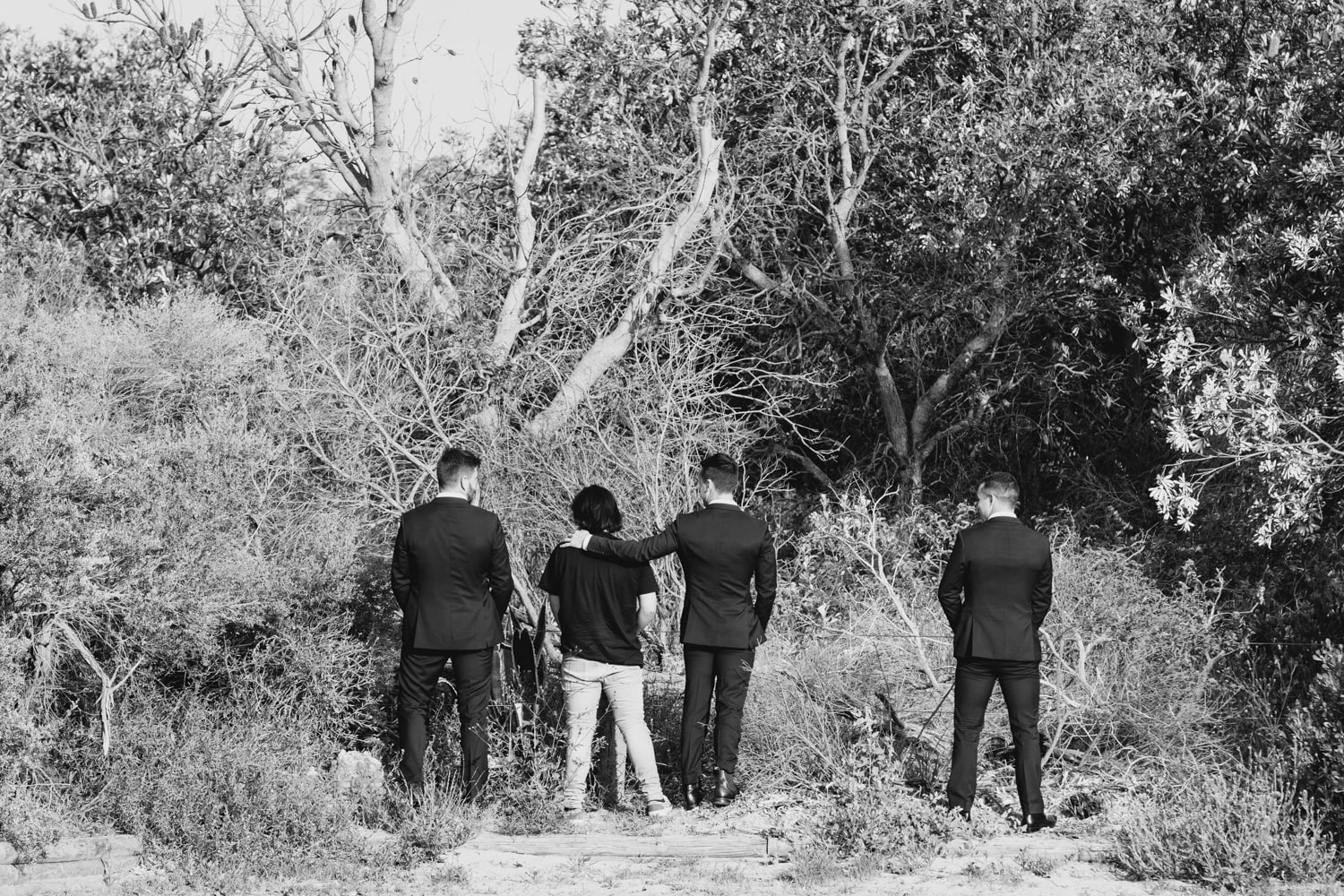 the guys going for a pee in the bush - palm beach wedding