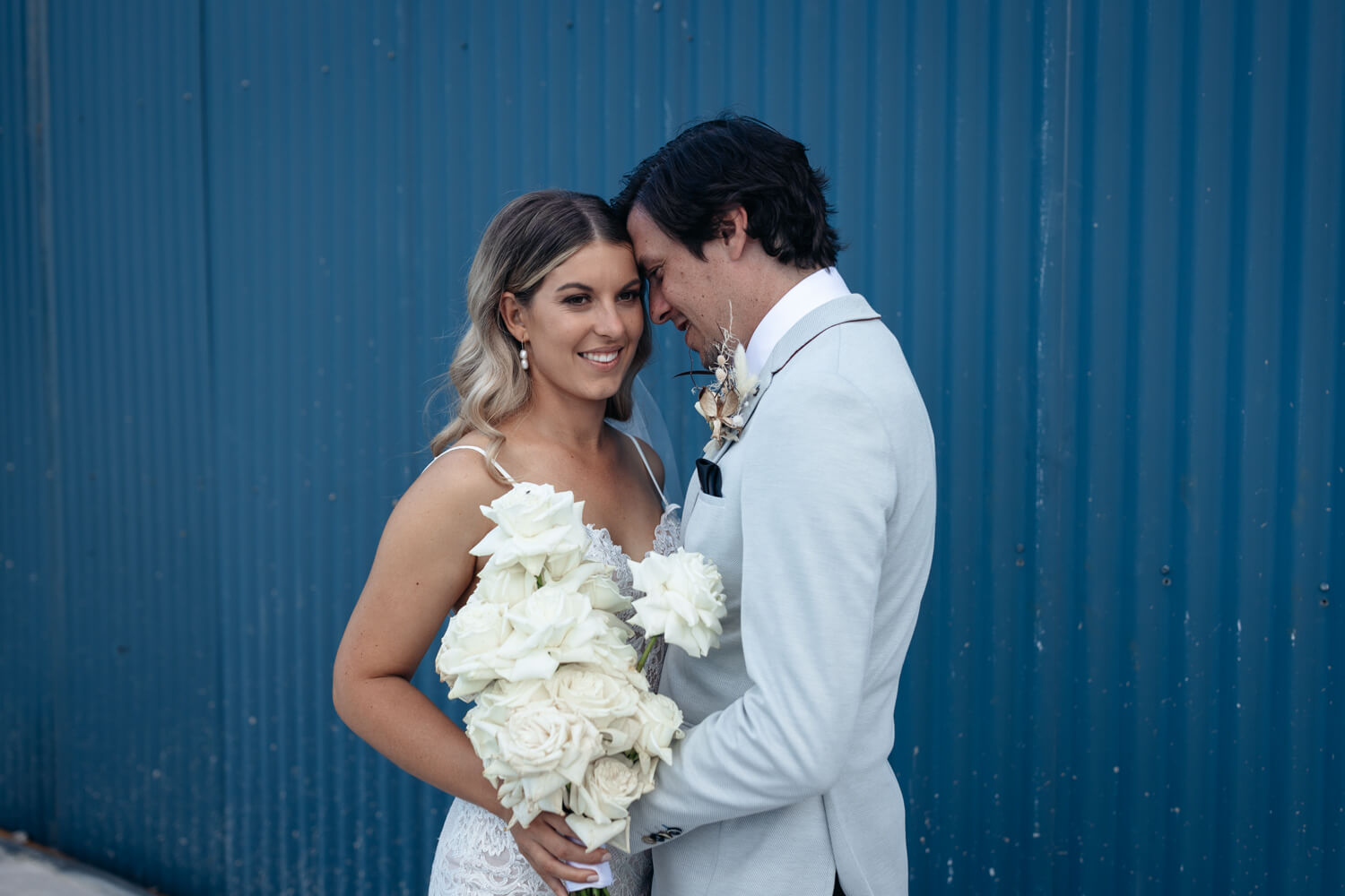 Courtney & Jake getting intimate during their Blue Wren Mudgee Wedding