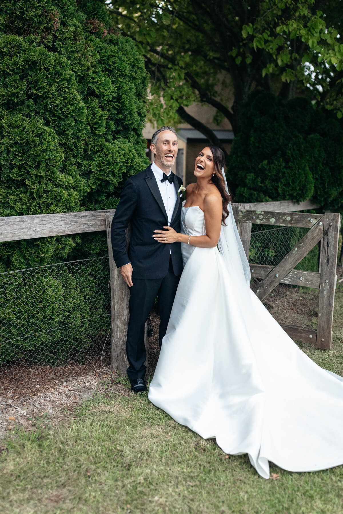 all laughs at their centennial vineyards wedding