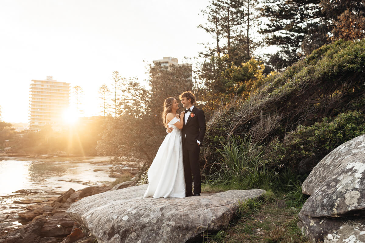 sunset photos during their manly pavilion wedding