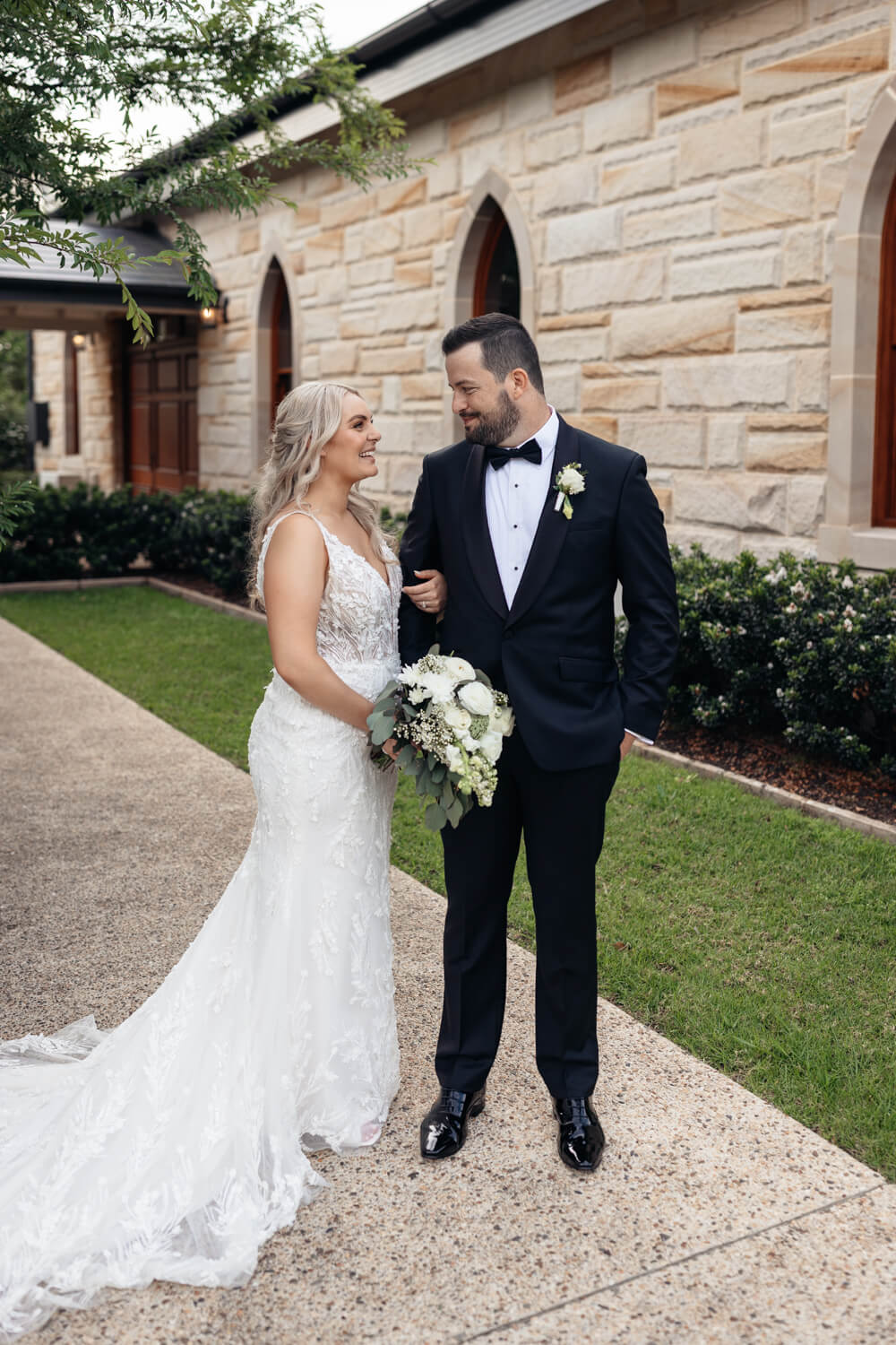 couple at their peterson house wedding