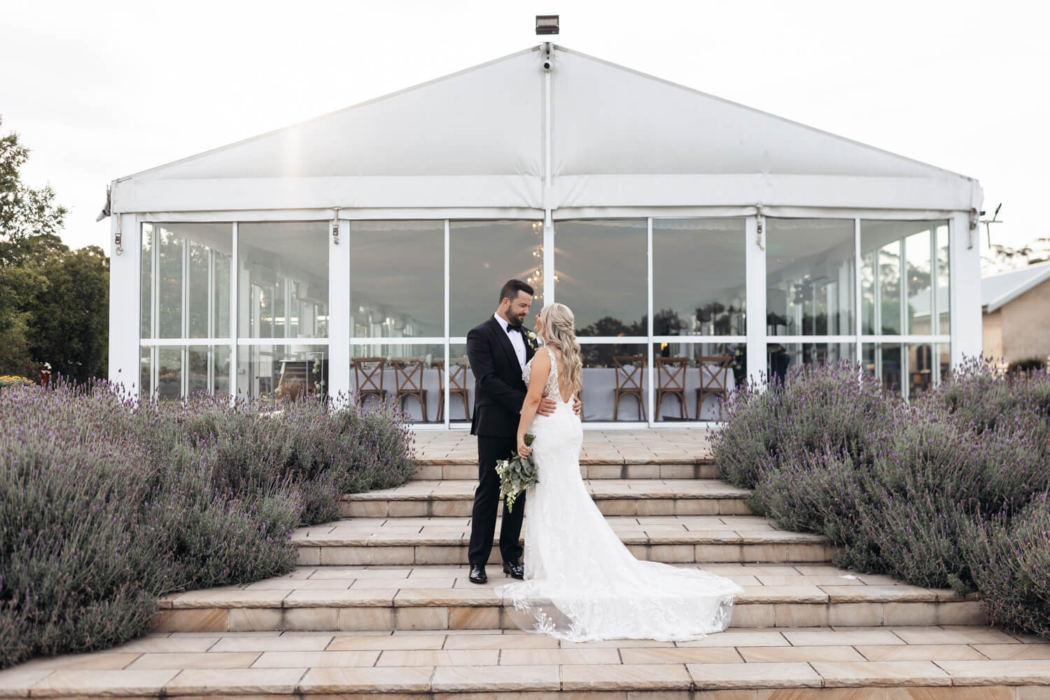 brinde and groom portraits at their peterson house wedding