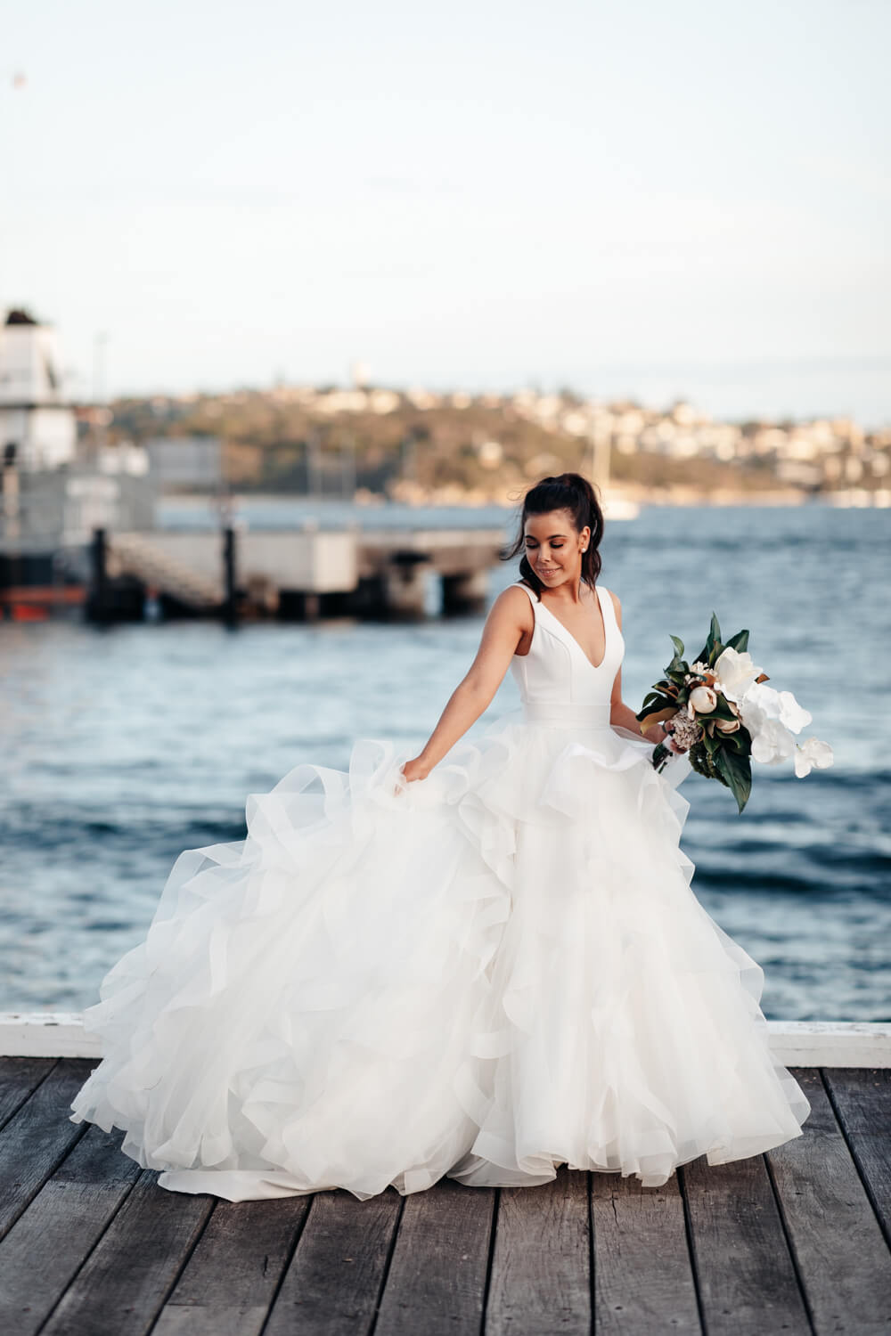 A portrait of the bride at her Sergeants Mess wedding