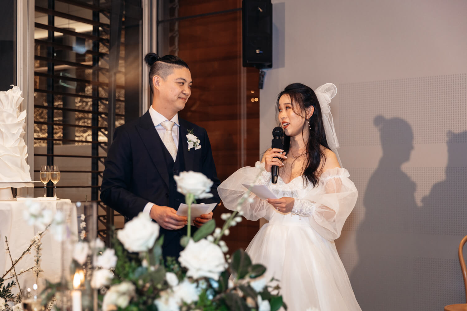 Bride and groom giving their wedding speech at The MInt